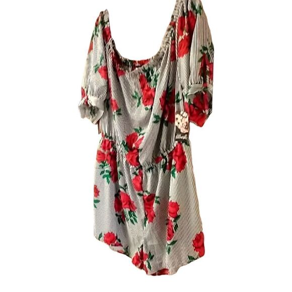 Hint Of Blush New  Women's Off shoulder Floral Striped Romper Plus Size 3X - Picture 3 of 12